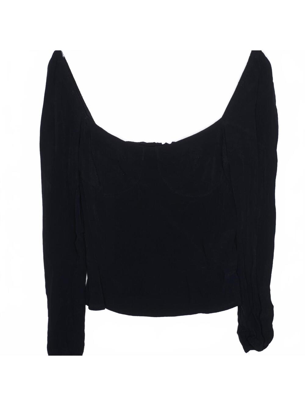 Merritt Charles Black Long Sleeve Rayon Top Blouse Size Large Made in USA
